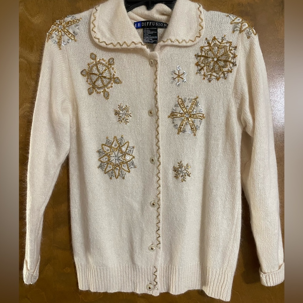 Retro IB Diffusion Snowflake Holiday Christmas sweater . Size S.